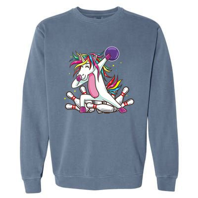 Dabbing Bowling Unicorn for Bowling Team Birthday Garment-Dyed Sweatshirt