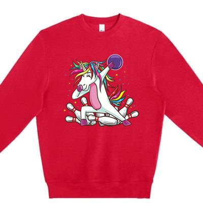 Dabbing Bowling Unicorn for Bowling Team Birthday Premium Crewneck Sweatshirt