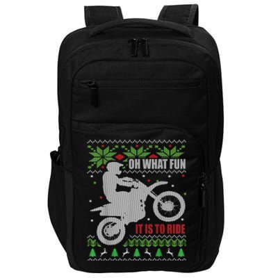 Dirt Bike Ugly Christmas Motocross What Fun It Is To Ride Impact Tech Backpack