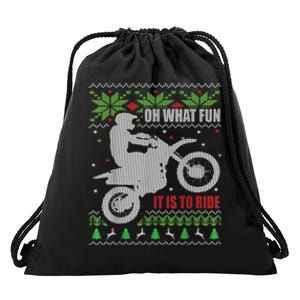 Dirt Bike Ugly Christmas Motocross What Fun It Is To Ride Drawstring Bag