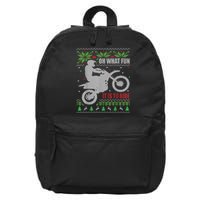 Dirt Bike Ugly Christmas Motocross What Fun It Is To Ride 16 in Basic Backpack