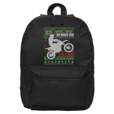 Dirt Bike Ugly Christmas Motocross What Fun It Is To Ride 16 in Basic Backpack