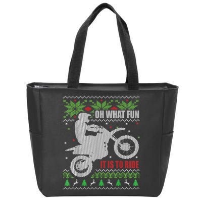 Dirt Bike Ugly Christmas Motocross What Fun It Is To Ride Zip Tote Bag