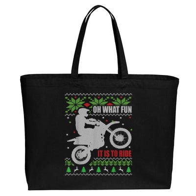 Dirt Bike Ugly Christmas Motocross What Fun It Is To Ride Cotton Canvas Jumbo Tote