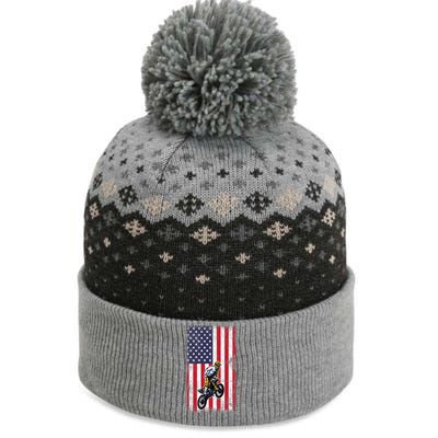 Dirt Bike USA American Flag Braaap Motocross Dirt Biker The Baniff Cuffed Pom Beanie