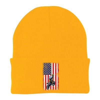 Dirt Bike USA American Flag Braaap Motocross Dirt Biker Knit Cap Winter Beanie