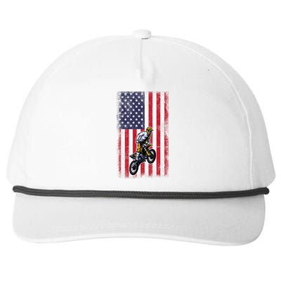 Dirt Bike USA American Flag Braaap Motocross Dirt Biker Snapback Five-Panel Rope Hat