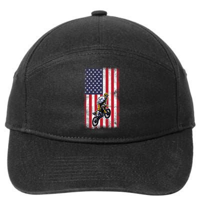 Dirt Bike USA American Flag Braaap Motocross Dirt Biker 7-Panel Snapback Hat