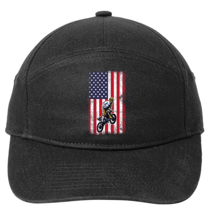 Dirt Bike USA American Flag Braaap Motocross Dirt Biker 7-Panel Snapback Hat