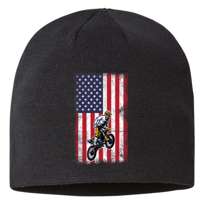 Dirt Bike USA American Flag Braaap Motocross Dirt Biker Sustainable Beanie