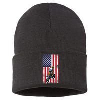 Dirt Bike USA American Flag Braaap Motocross Dirt Biker Sustainable Knit Beanie