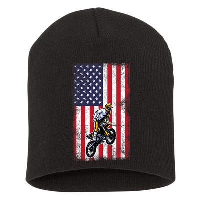 Dirt Bike USA American Flag Braaap Motocross Dirt Biker Short Acrylic Beanie