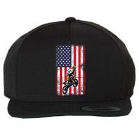 Dirt Bike USA American Flag Braaap Motocross Dirt Biker Wool Snapback Cap