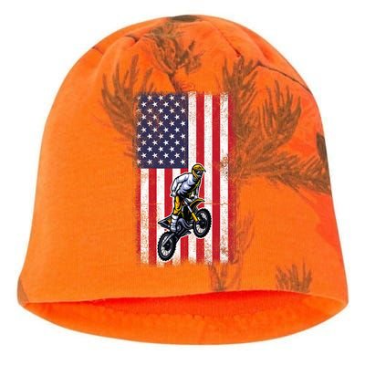 Dirt Bike USA American Flag Braaap Motocross Dirt Biker Kati - Camo Knit Beanie