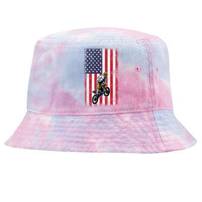 Dirt Bike USA American Flag Braaap Motocross Dirt Biker Tie-Dyed Bucket Hat