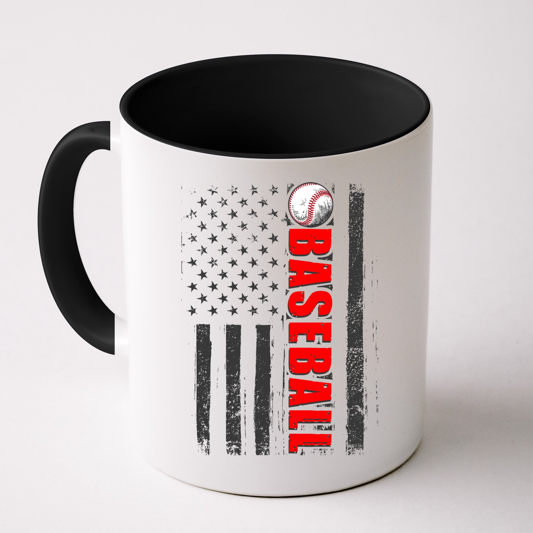 Distressed Baseball USA American Flag Mug