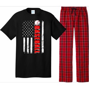 Distressed Baseball USA American Flag Pajama Set