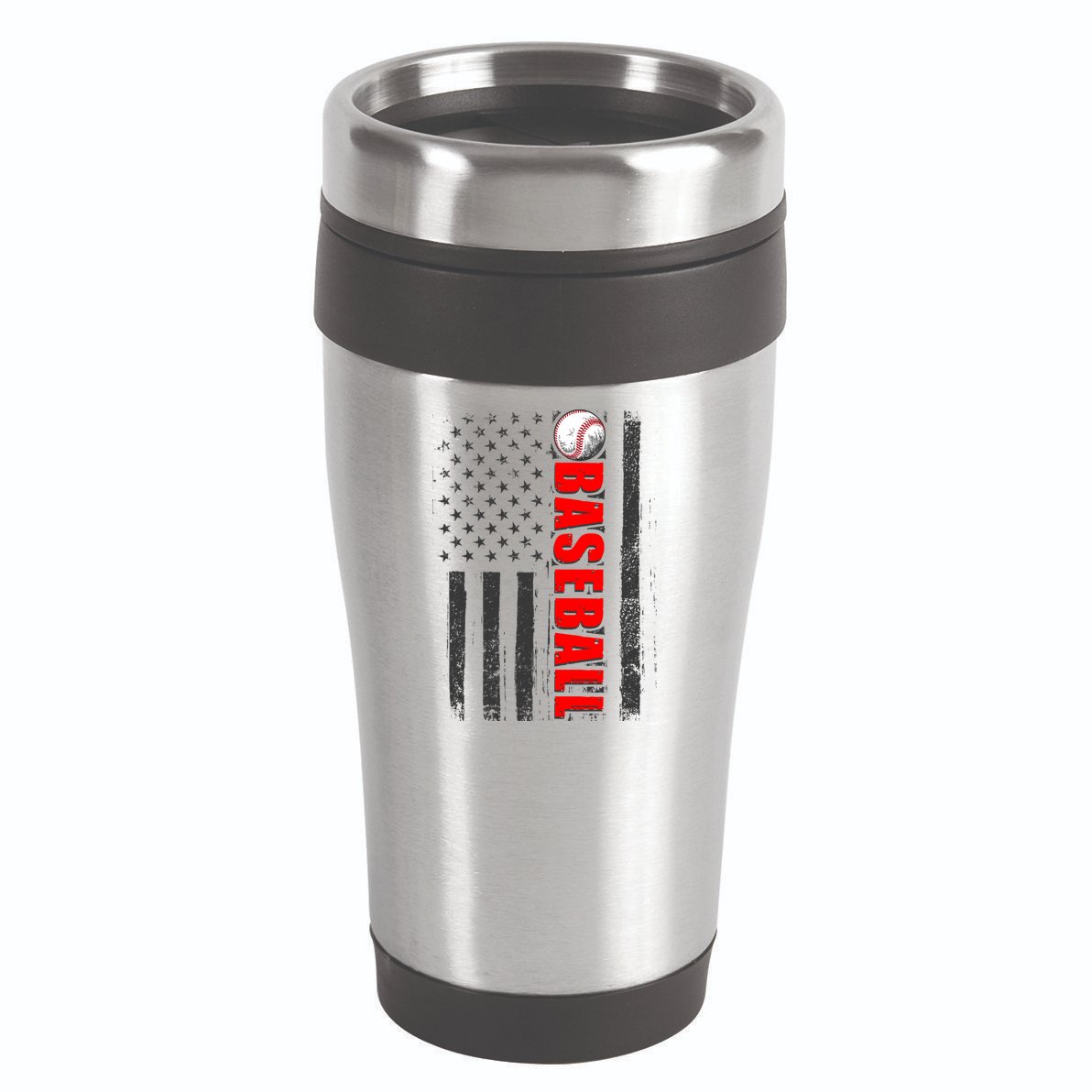 Distressed Baseball USA American Flag 16oz Travel Tumbler