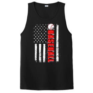 Distressed Baseball USA American Flag PosiCharge Competitor Tank