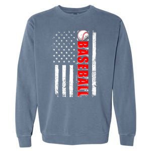 Distressed Baseball USA American Flag Garment-Dyed Sweatshirt