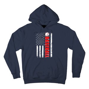 Distressed Baseball USA American Flag Hoodie