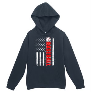 Distressed Baseball USA American Flag Urban Pullover Hoodie