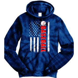 Distressed Baseball USA American Flag Tie Dye Hoodie