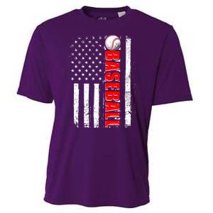 Distressed Baseball USA American Flag Cooling Performance Crew T-Shirt