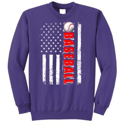 Distressed Baseball USA American Flag Sweatshirt