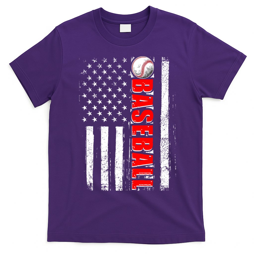 Distressed Baseball USA American Flag T-Shirt