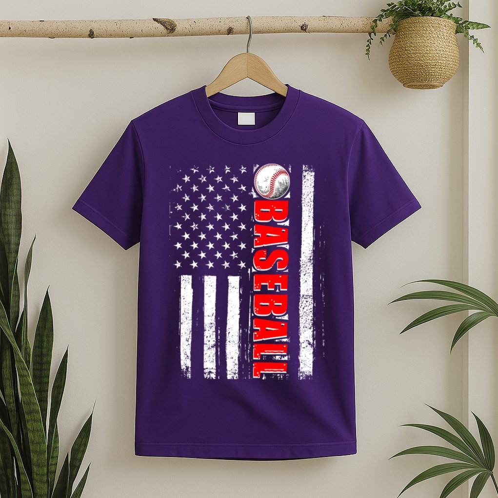Distressed Baseball USA American Flag T-Shirt