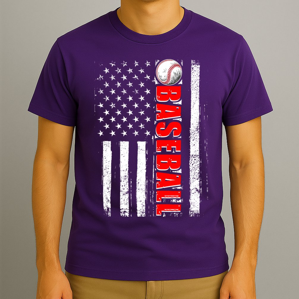 Distressed Baseball USA American Flag T-Shirt