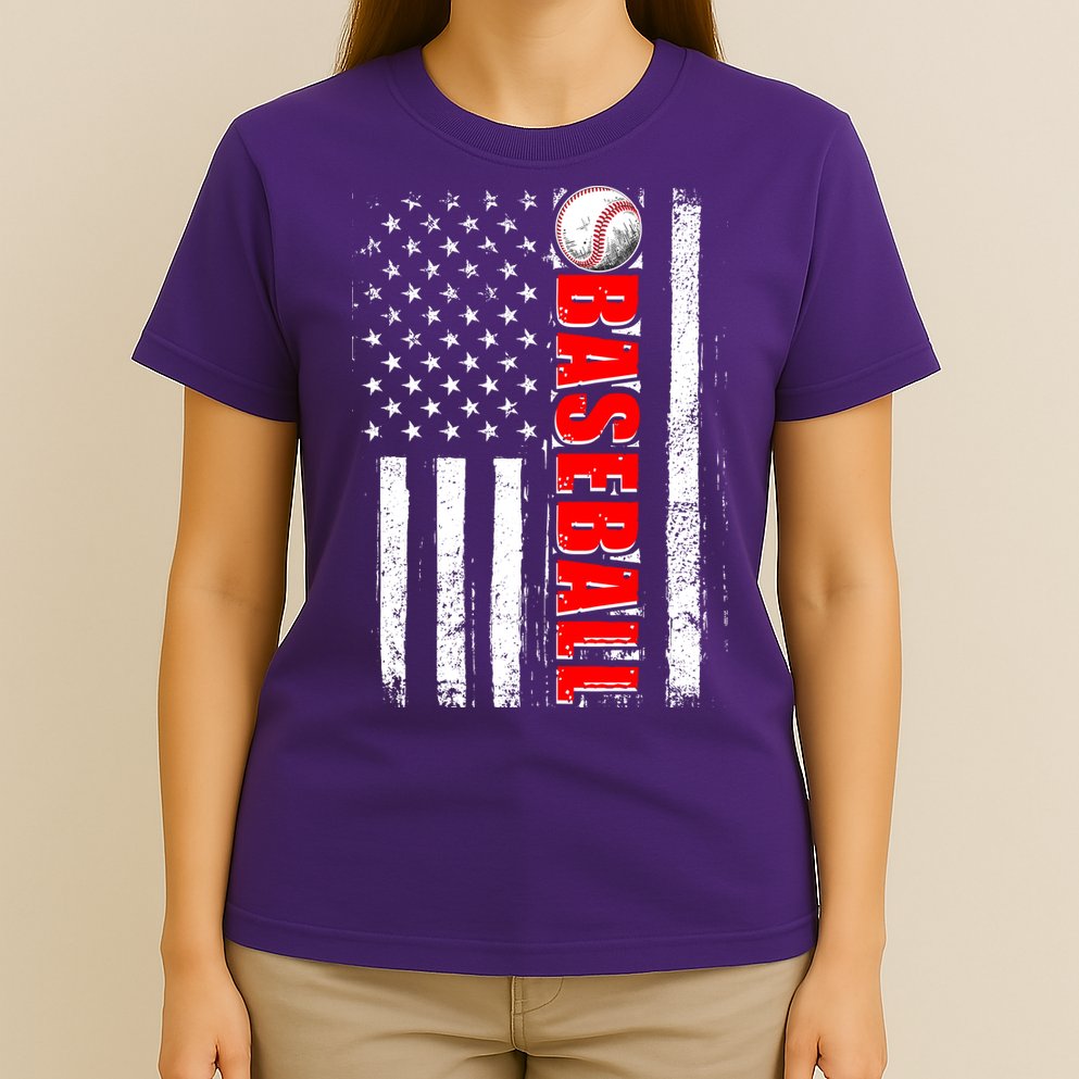 Distressed Baseball USA American Flag T-Shirt