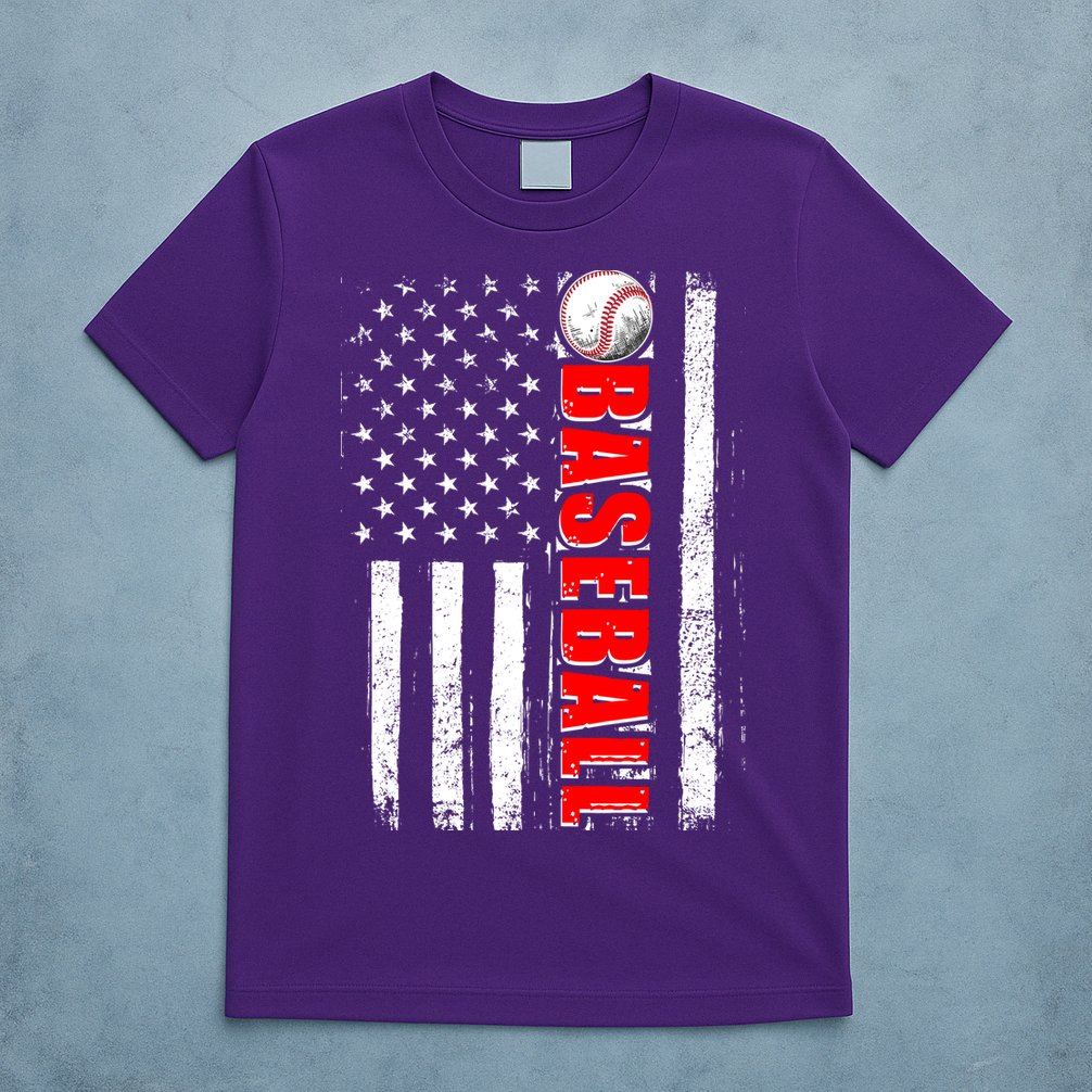 Distressed Baseball USA American Flag T-Shirt