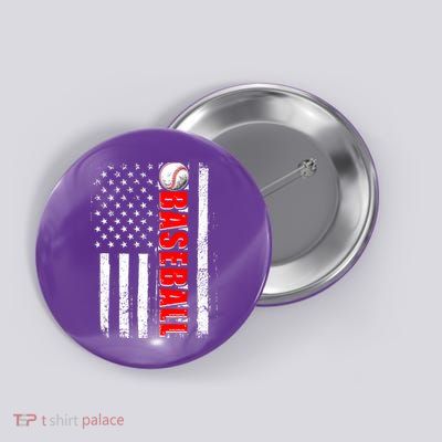 Distressed Baseball USA American Flag Button