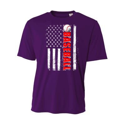 Distressed Baseball USA American Flag Youth Performance Sprint T-Shirt