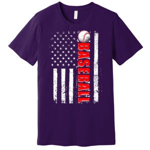 Distressed Baseball USA American Flag Premium T-Shirt