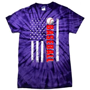 Distressed Baseball USA American Flag Tie-Dye T-Shirt