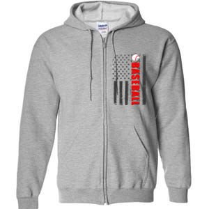 Distressed Baseball USA American Flag Full Zip Hoodie