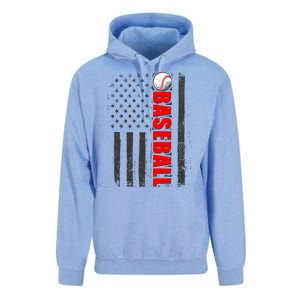 Distressed Baseball USA American Flag Unisex Surf Hoodie