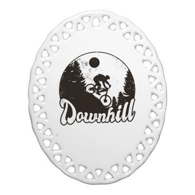 Downhill Biking Vintage Ceramic Oval Ornament