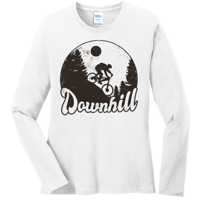 Downhill Biking Vintage Ladies Long Sleeve Shirt