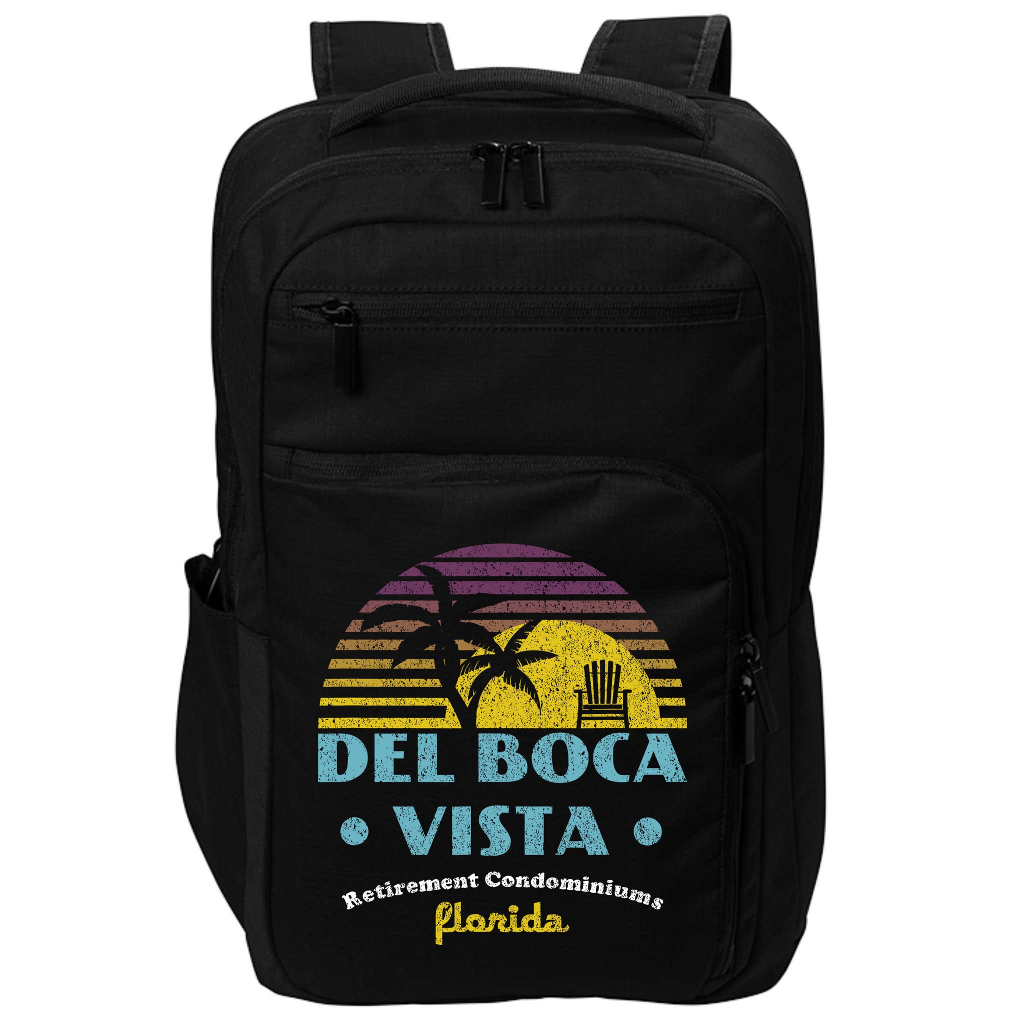 Del Boca Vista Retirement Community Funny Novelty Design Impact Tech Backpack