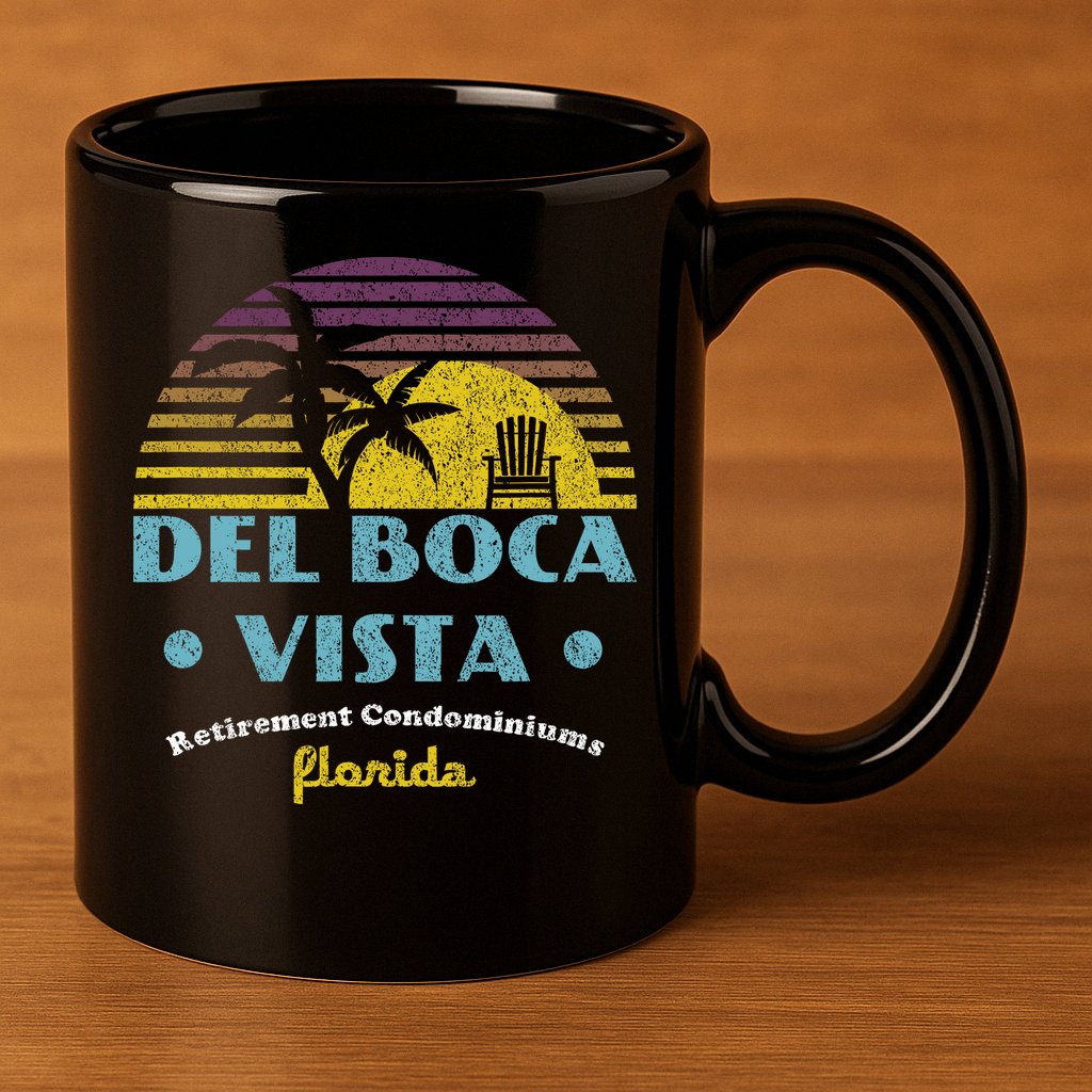 Del Boca Vista Retirement Community Funny Novelty Design 11oz C Handle Ceramic Mug