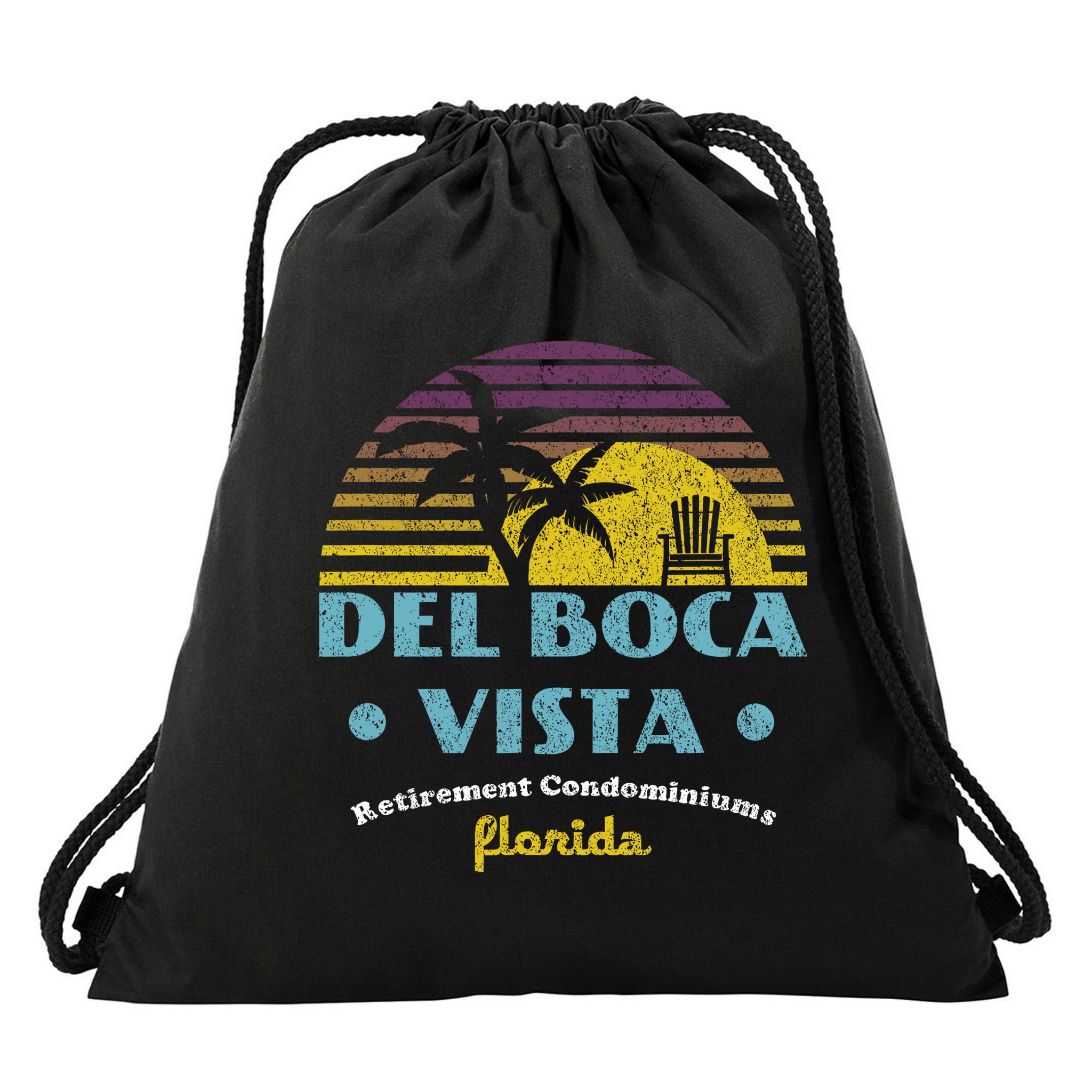 Del Boca Vista Retirement Community Funny Novelty Design Drawstring Bag