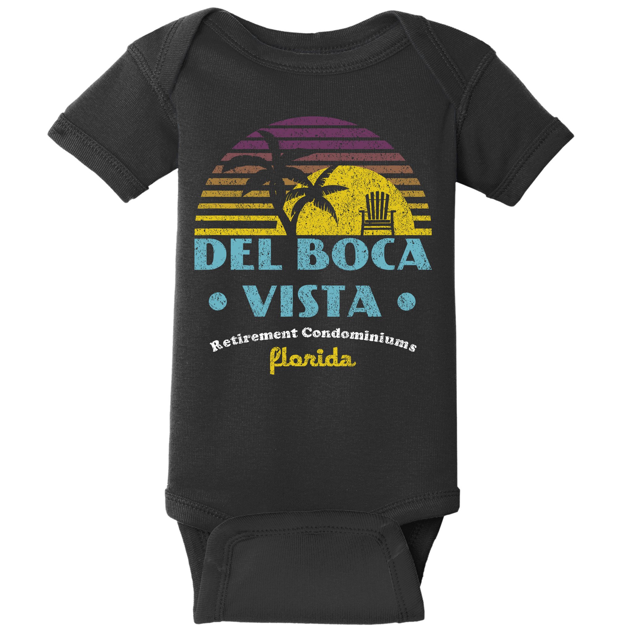 Del Boca Vista Retirement Community Funny Novelty Design Baby Bodysuit