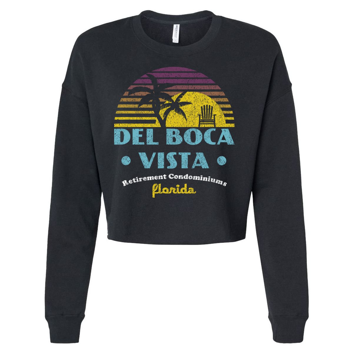 Del Boca Vista Retirement Community Funny Novelty Design Cropped Pullover Crew