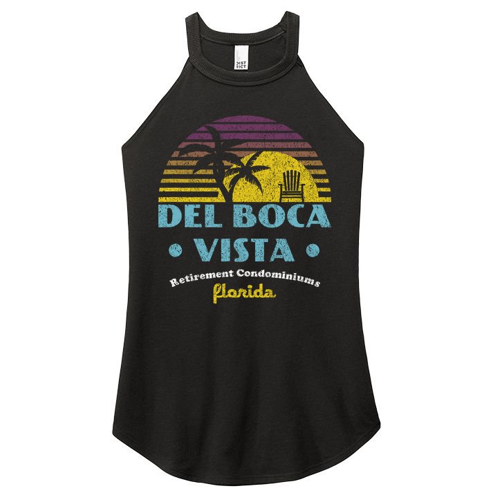 Del Boca Vista Retirement Community Funny Novelty Design Women's Perfect Tri Rocker Tank