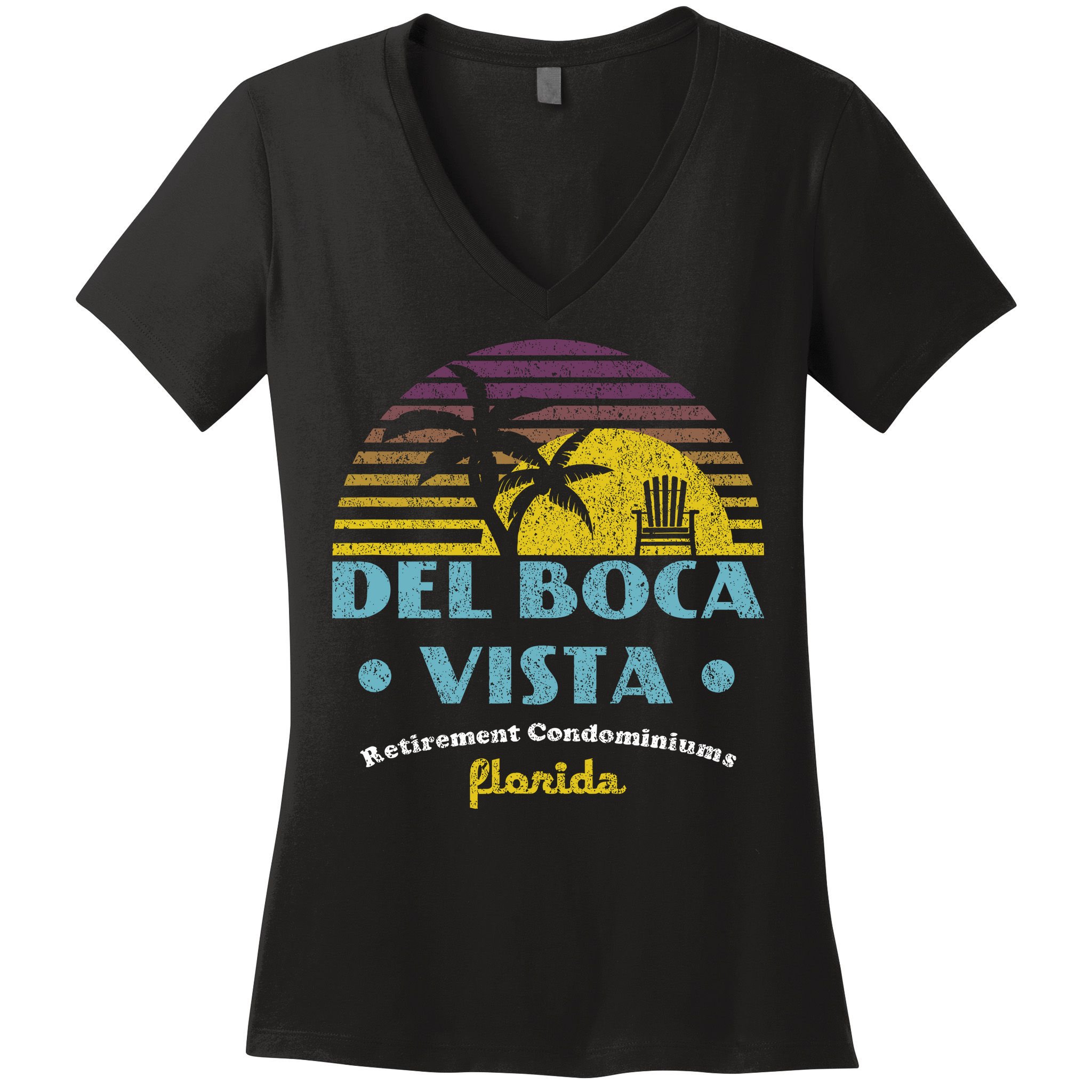Del Boca Vista Retirement Community Funny Novelty Design Women's V-Neck T-Shirt