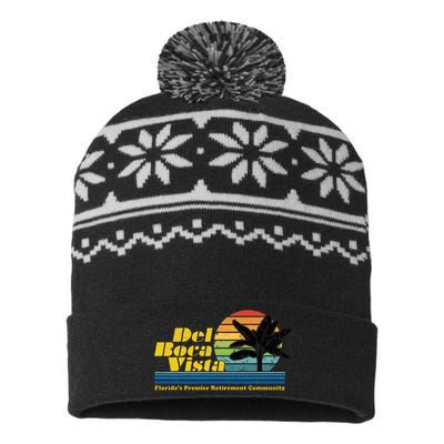 Del Boca Vista Retiret Community Funny Novelty Design USA-Made Snowflake Beanie